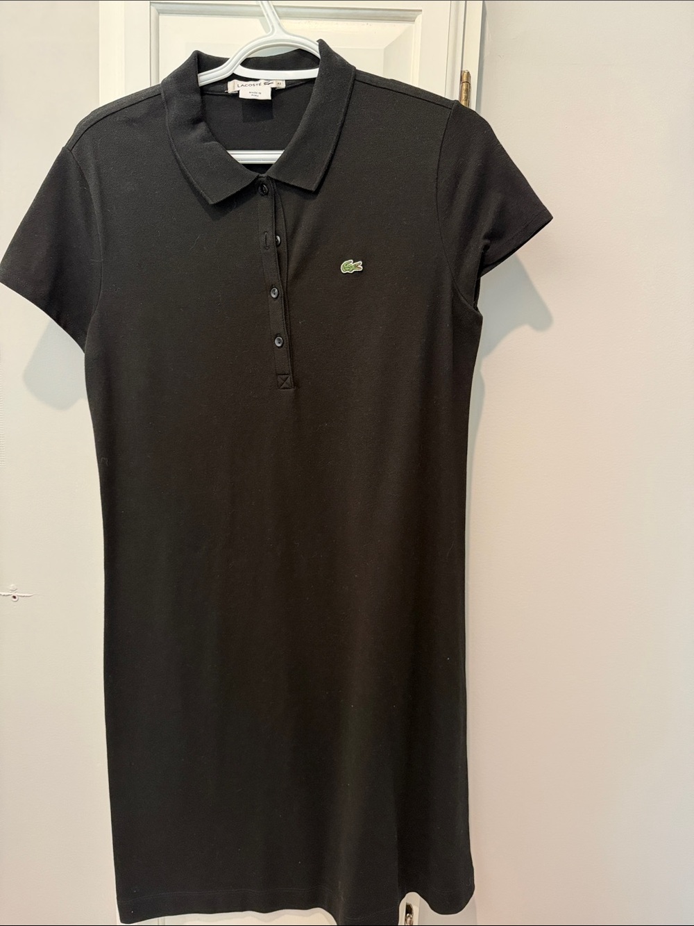 Lacoste Black Polo Mini Dress with Green Croc Logo